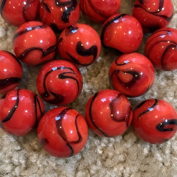 Other - set of 5 Ladybug mega glass marbles. red and black
